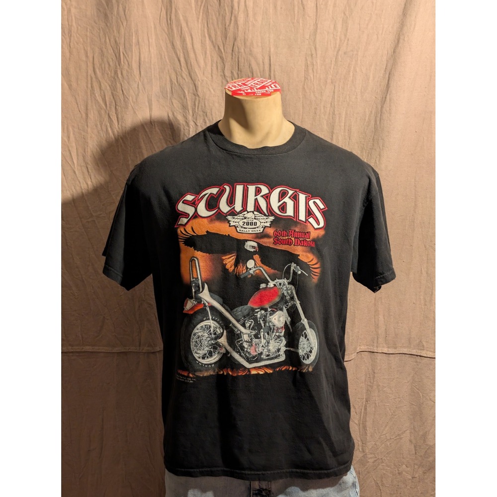Delta Sturgis 2000 T-Shirt Mens L Black Excellent Graphic Biker Rally Tee
